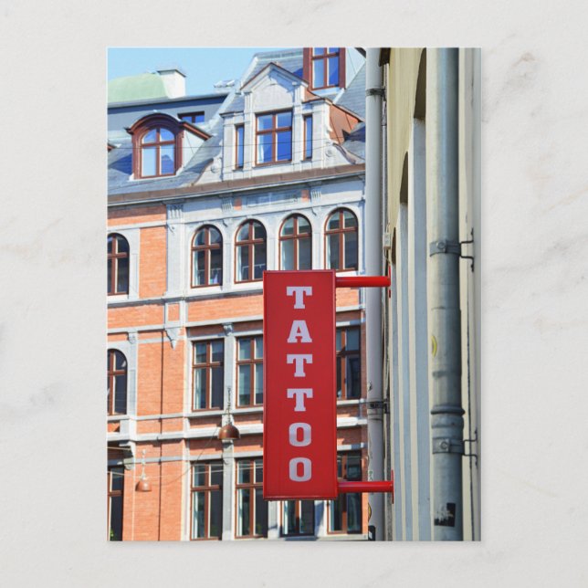 Carte Postale Panneau de tatouage de Copenhague (Devant)