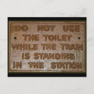Carte Postale panneau de toilette de l'ancien train