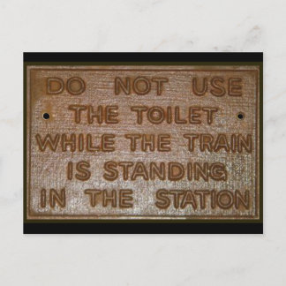 Carte Postale panneau de toilette de l'ancien train