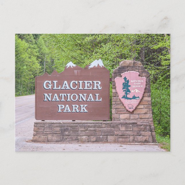 Carte Postale Panneau d'entrée du parc national des Glaciers (Devant)