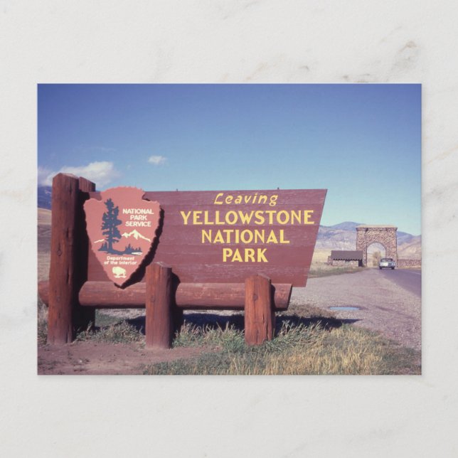 Carte Postale Panneau du parc national Yellowstone (Devant)