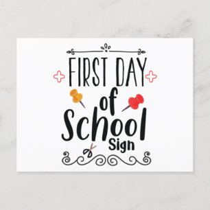 Carte Postale Panneau du premier jour de l'école