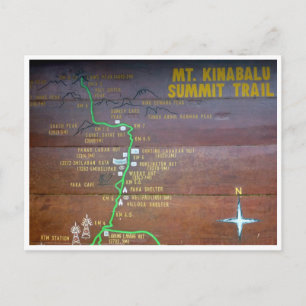 Carte Postale panneau du sentier mt kinabalu