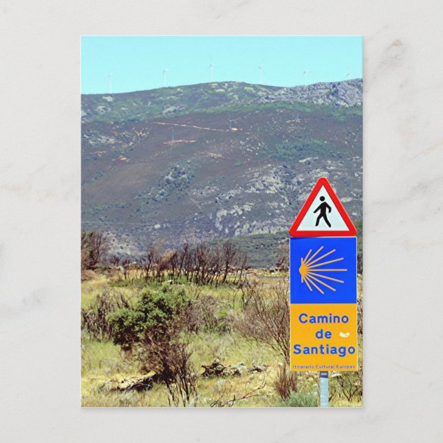 Carte Postale Panneau El Camino de Santiago de Compostela, Espag (Devant)