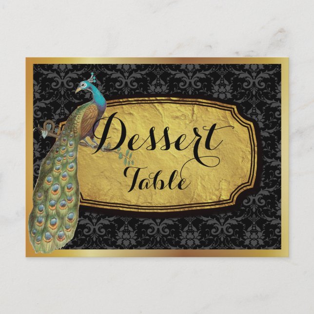 Carte Postale Panneau Gold facultatif Peacock Dessert (Devant)