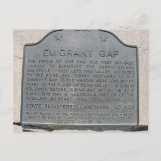 Carte Postale Panneau Historique des écarts d'émigrant