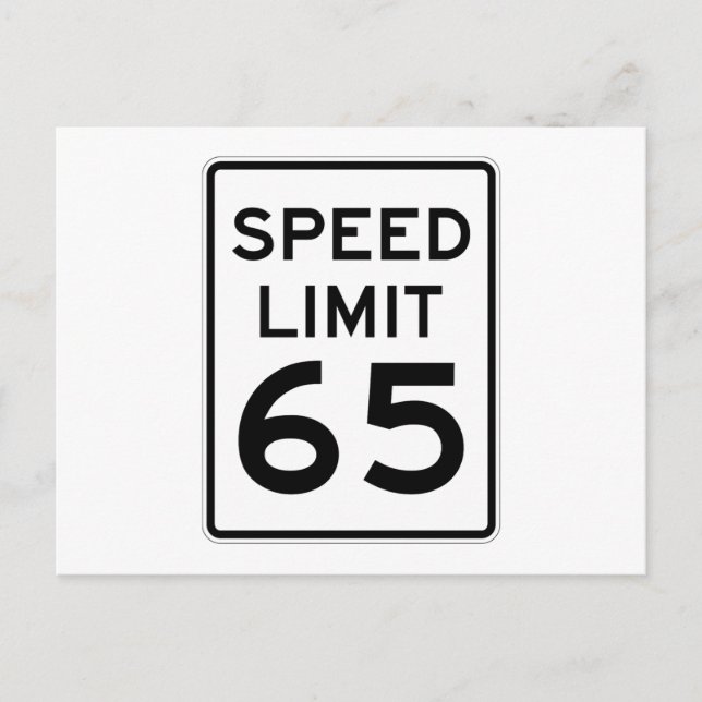 Carte Postale Panneau Limite de vitesse 65 MPH (Devant)