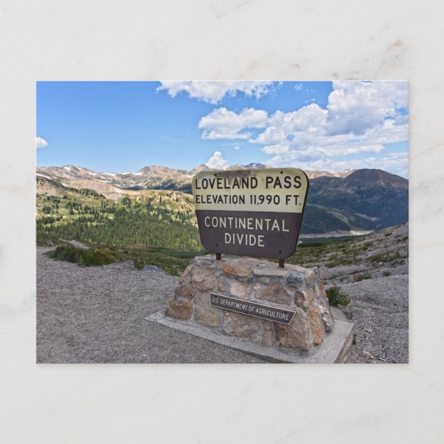 Carte Postale Panneau Loveland Pass, Colorado (Devant)