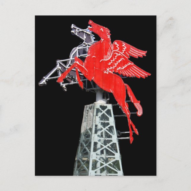 Carte Postale Panneau Neon du centre-ville de Dallas Pegasus (Devant)