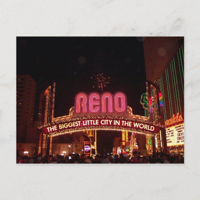 Carte Postale Panneau Reno La plus grande petite ville du monde (Devant)