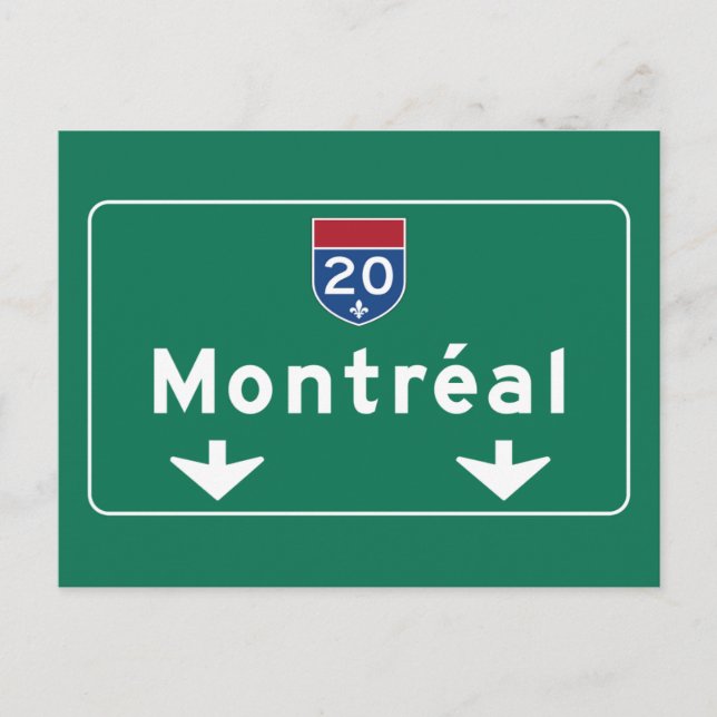 Carte Postale Panneau routier de Montréal, Canada (Devant)