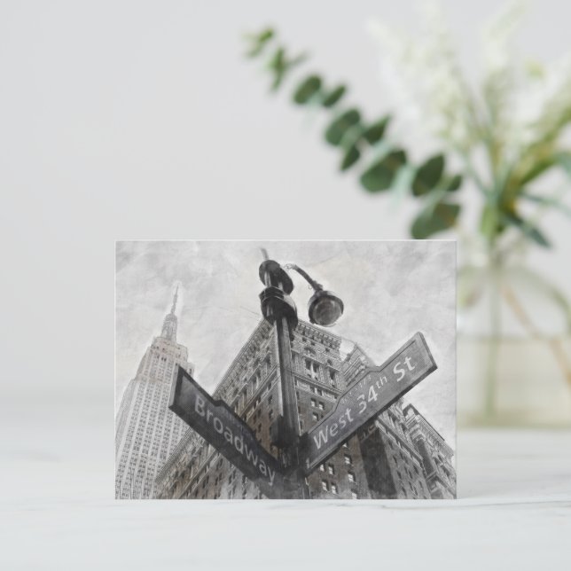 Carte Postale Panneau vintage du coin Broadway - New York City P (Debout devant)