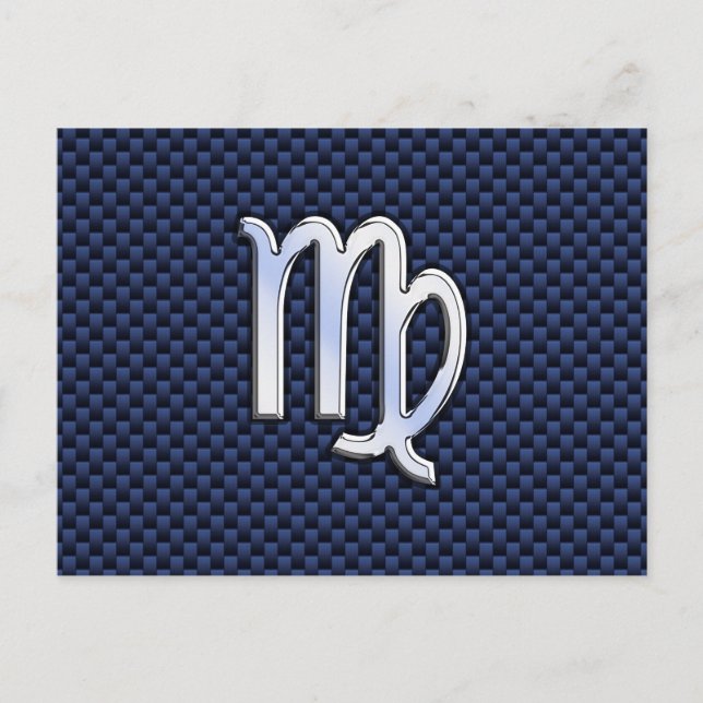 Carte Postale Panneau Virgo Zodiac couleur carbone bleu marine (Devant)