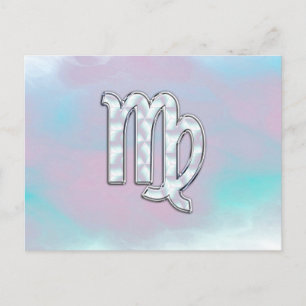 Carte Postale Panneau Virgo Zodiac sur Pastels Mère de style Pea