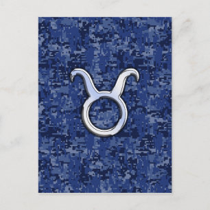 Carte Postale Panneau Zodiac Taurus sur Camouflage numérique ble