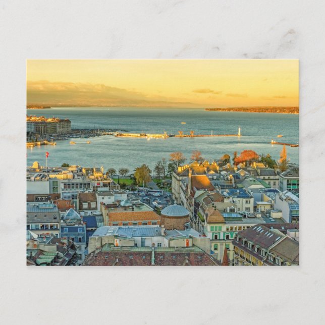 Carte Postale Panorama aérien de Genève, Suisse (Devant)