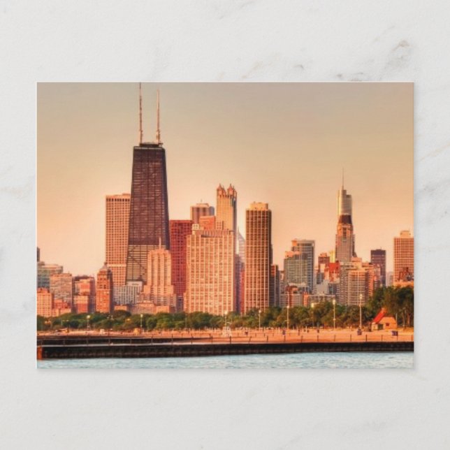 Carte Postale Panorama de Chicago skyline au lever du soleil (Devant)