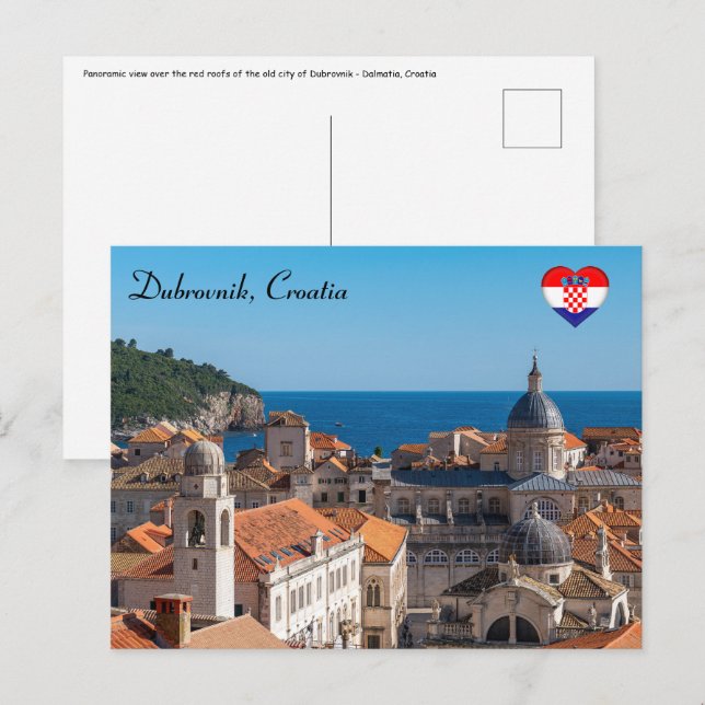 Carte Postale Panorama de la ville de Dubrovnik - Croatie (Devant / Derrière)