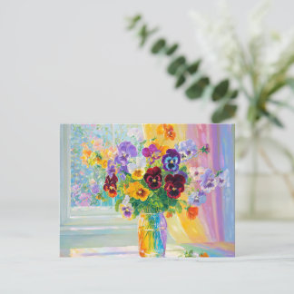 Carte Postale Pansies Floraux Aquarelle