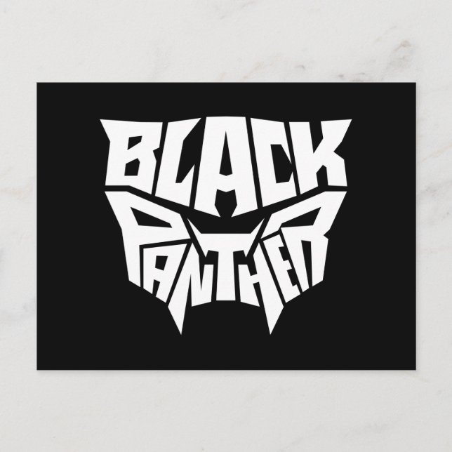 Carte Postale Panthère noire | Graphique de typographie de la tê (Devant)