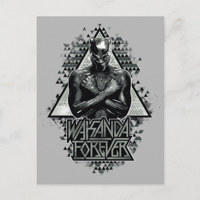 Carte Postale Panthère noire | Graphique "Wakanda Forever" (Devant)