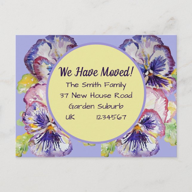 Carte Postale Pany Flowers New Address Postcard, We Are Moving (Devant)