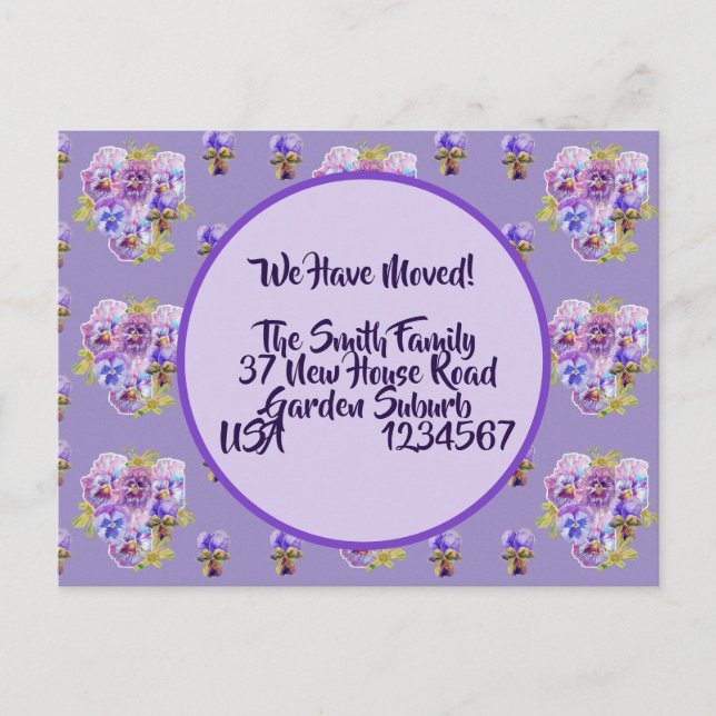 Carte Postale Pany Flowers New Address Postcard, We Are Moving (Devant)