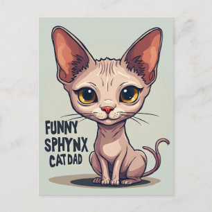 Carte Postale Papa Chat Sphynx Drôle - Art de Dessin Animé