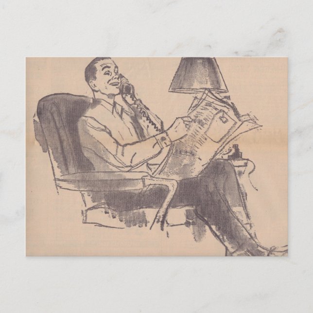 Carte postale Papa du journal vintage (Devant)