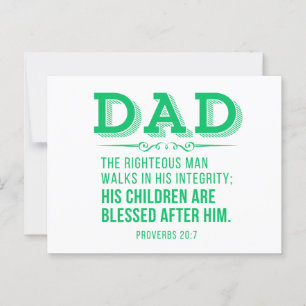 Carte Postale Papa - Fête des pères verte Bible chrétienne Verse