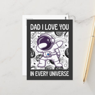 Carte Postale Papa, je t'aime dans tous les univers Astronaut Da