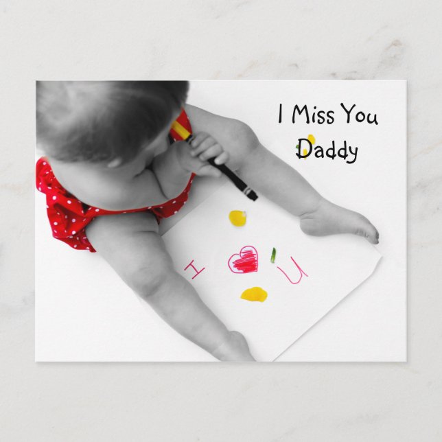 Carte Postale Papa, Je T'Aime Papa Avec Le Coeur Rouge (Devant)