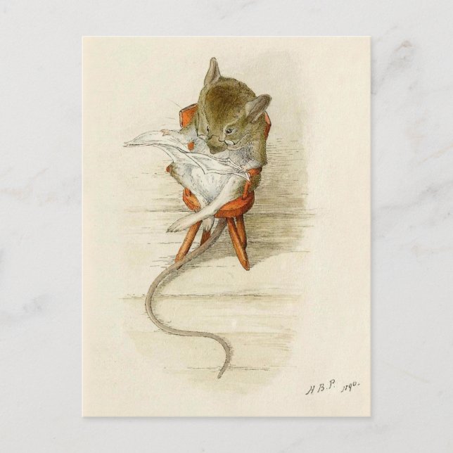 Carte Postale Papa Mouse Lecture Journal (Devant)