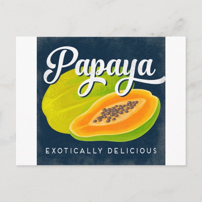 Carte Postale Papaya Vintage Fruit Étiquette Retro (Devant)
