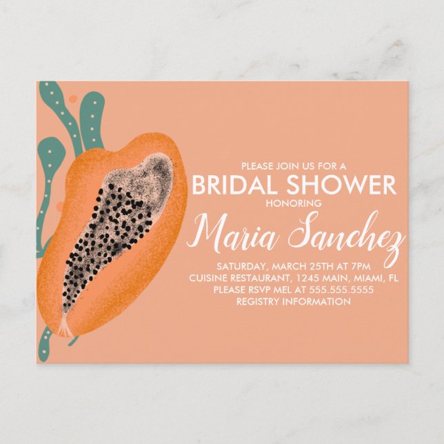 Carte Postale Papaye Fruité Tropical Abstrait Baby Shower Mariag (Devant)