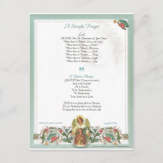 Carte Postale pape francis=st. francis prière simple=ange