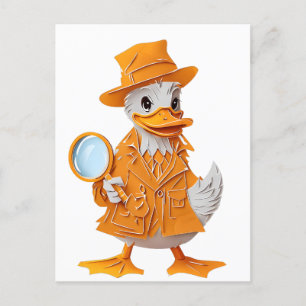 Carte Postale Papercut Inspecteur Canard en Orange Suit Postcard