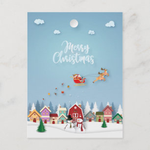Carte Postale Papercut Père Noël Red Barne Snowmen Noël