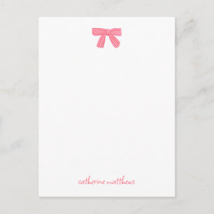 Carte Postale Papeterie personnalisée ruban rose Chic Girly