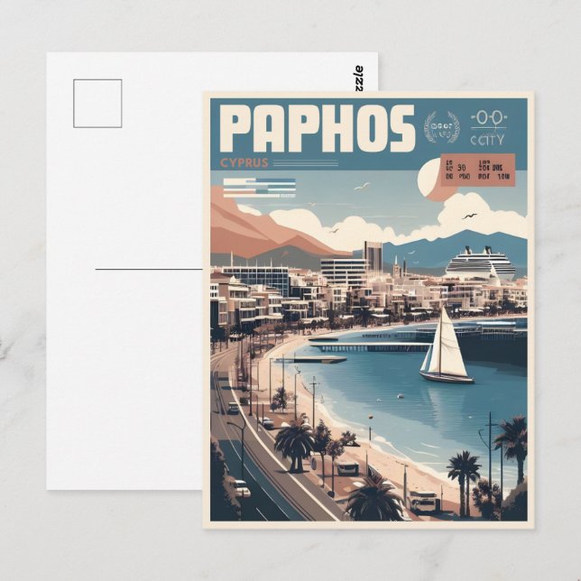 Carte Postale Paphos City, Chypre cadeau de vacances souvenir (Devant / Derrière)