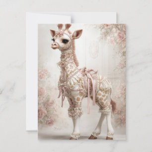 Carte Postale Papier à rebut de girafe victorienne rose découpag