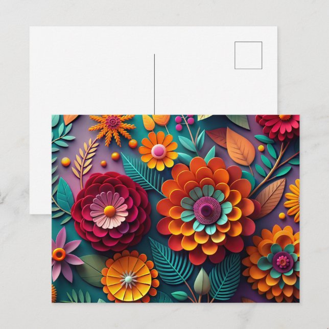 Carte Postale Papier art floral (Devant / Derrière)
