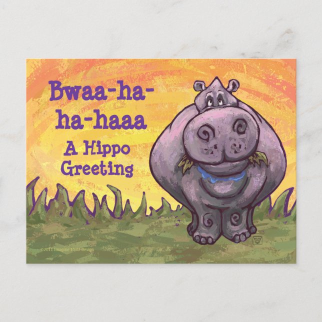 Carte Postale Papier Hippopotamus (Devant)