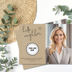 Carte Postale Papier Kraft Hello Neighbor Realty Personnalisé