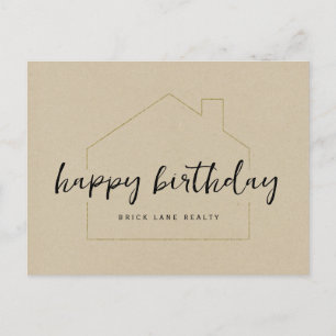 Carte Postale Papier Kraft Joyeux Anniversaire Réalité
