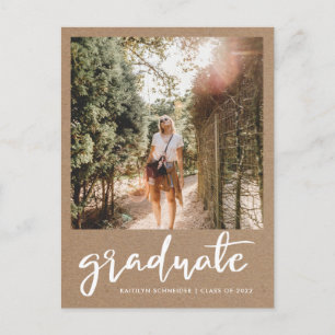 Carte Postale Papier Kraft Rustic Graduate Enregistrer la photo 