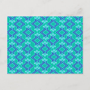 Carte Postale Papier peint Art Déco Motif, Turquoise et Cobalt