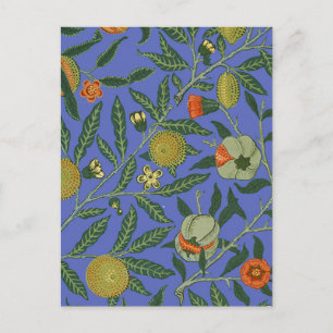 Carte Postale Papier peint coloré Grenade Bleue de William Morri