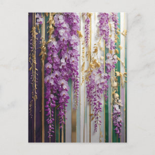 Carte Postale Papier peint en fleurs Violet Gold Wisteria