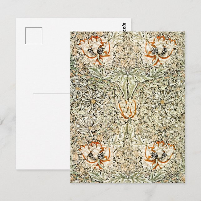 Carte Postale Papier peint floral Chèvrefeuille de William Morri (Devant / Derrière)
